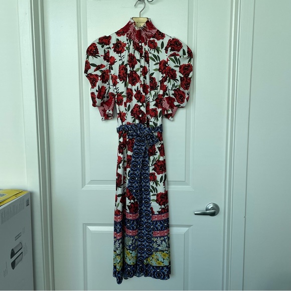 ALICE + OLIVIA Silva Floral Rose Mock Neck Midi Dress \\ 2 - Picture 2 of 13